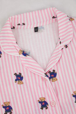 Pembe Yumusak Dokulu K?z Cocuk Desenli Gomlek Yaka Regular Orme Pijama Tak?m? TKDAW26PT00006 - Trendyolmilla фото 4