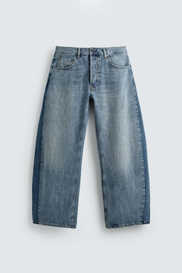 JEANS LOOSE BALLOON FIT BANDAS CONTRASTE / Azul medio - Zara фото 8