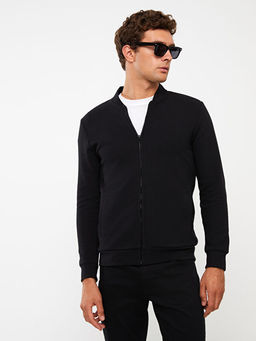 Kolej Yaka Uzun Kollu Erkek Fermuarl? Sweatshirt