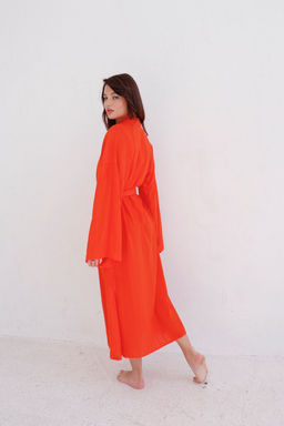 9463 Кимоно длинное красно-оранжевое - Martichelli фото 16