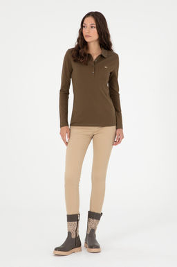 Женский базовый свитшот цвета хаки Неожиданная скидка в корзине - U.s. polo assn фото 4