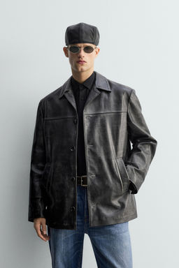 LIMITED EDITION VINTAGE EFFECT LEATHER JACKET - Zara фото 2