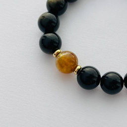 Браслет из золотистого Обсидиана с Цитрином 16,5 см
