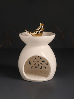 Аромалампа для эфирных масел Птичка в короне, керамика, белый перламутр, 9?9?13 см - Simaland фото 4