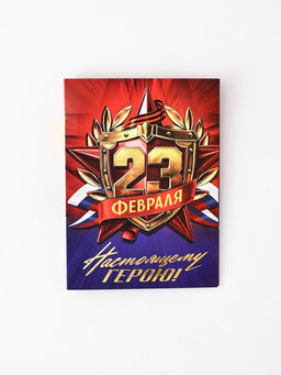 Подарочный набор, блок бумаги 30 л., ручка синяя паста 1.0 мм, 5 шт. наклеек «Настоящему герою»