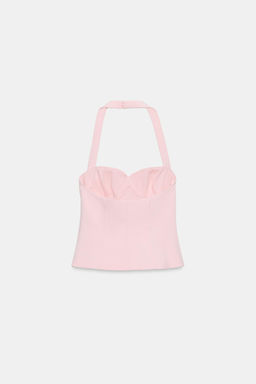 TOP HALTER ESCOTE REDONDO LUNARES / Rosa claro - Zara фото 8