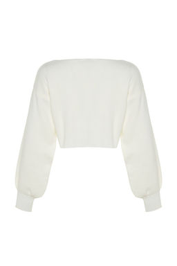 Ekru Super Crop Basic Fiyonklu Triko H?rka TWOAW24HI00315