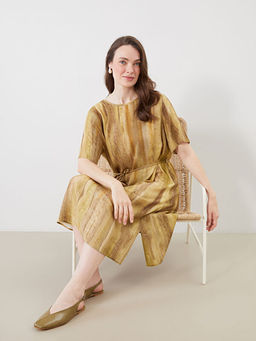 Bisiklet Yaka Batik A Kesim Elbise