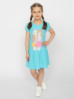 CRB wear / CSKG 63659-40 Платье для девочки,бирюзовый/Ex.Cherubino