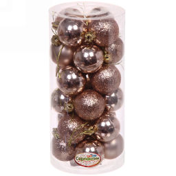 Цена за 2 шт. Новогодние шары 4 см (набор 24 шт) "Микс фактур", шампань