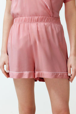 Gul Kurusu Kusakl? Biye Detayl? Viskon Sortlu Dokuma Pijama Tak?m? THMSS23PT00203