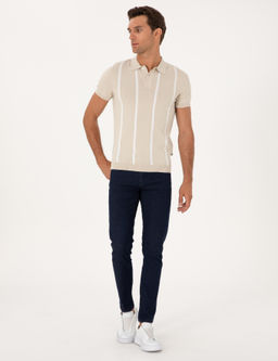 Bej Slim Fit Polo Yaka Triko T-shirt