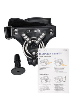 Трусики для страпона RealStick CALIBER, экокожа, черные