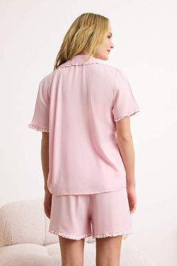 Pembe Ekose F?rf?r Detayl? Viskon Dokuma Pijama Tak?m? THMSS26PT00030