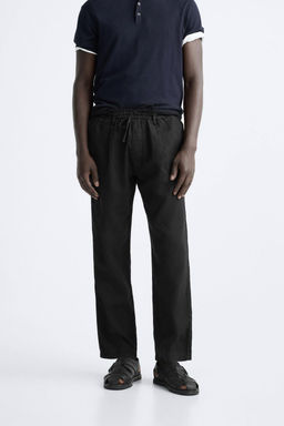 PLEATED COTTON - LINEN TROUSERS - Zara фото 12