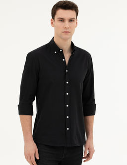 Siyah Slim Fit Uzun Kollu G_mlek
