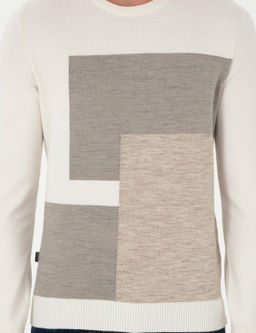 Ekru Slim Fit Bisiklet Yaka Triko Kazak - Pierre cardin фото 6