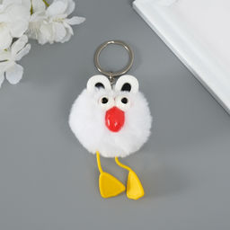 Брелок для ключей на кольце Пушистик. Большеглазая ворона, на сумку, рюкзак, белый, 9.5?6?6 см - Simaland фото 2
