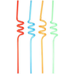 Цена за 4 шт. Трубочка для коктейля "Яркая спираль" (набор 4 шт), микс цветов
