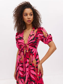 Платье миди из хлопка с объемными рукавами - TO BE ONE фото 5