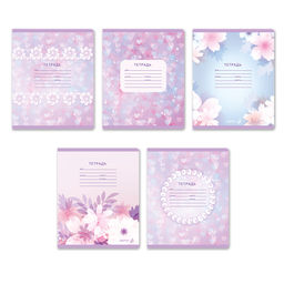 Светоч Т74 Тетрадь ученическая школьная A5 12 л. на скобе 65 г/кв.м , белизна 100 % 25 шт. клетка 01399 Жемчужные цветы