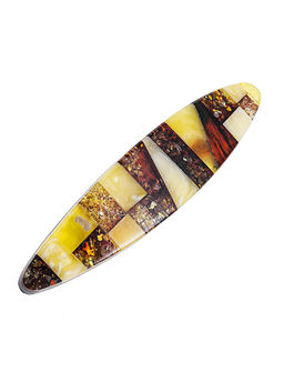 Заколка с автоматической застёжкой, украшенная янтарной мозаикой