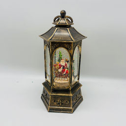 Новогодний декор Фонарь стекло - Дед Мороз в санях 26 см (арт. 8894A) - Ип лебедев о.ю фото 3