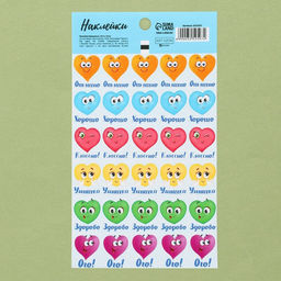 Цена за 10 шт. Бумажные наклейки оценки Сердечки, 10,5 х 18 см