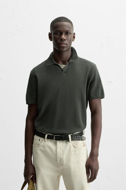 TEXTURED KNIT POLO SHIRT - Zara фото 12