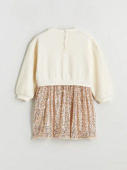 Bisiklet Yaka Payetli K?z ?ocuk Elbise