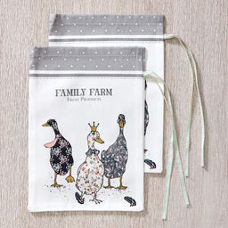 НАБОР МЕШОЧКОВ ИЗ 2-Х ШТ FAMILY FARM 20Х29СМ,100% ХЛОПОК,СЕРЫЙ,ТВИЛ,ПРОПИТКА