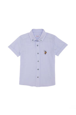 Рубашка для мальчика U.s. Polo Assn с коротким рукавом голубая из хлопка  фото 2
