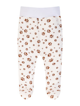 Ползунки короткие молочные принт лапки