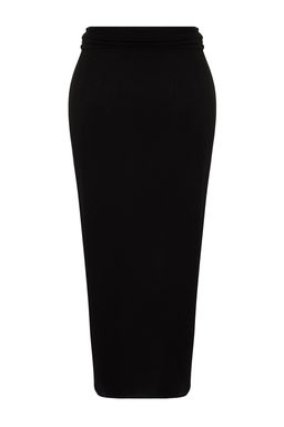 TRENDYOLMILLA Siyah Midi Dokuma Volanl? Plaj Etegi TBESS24ET00015