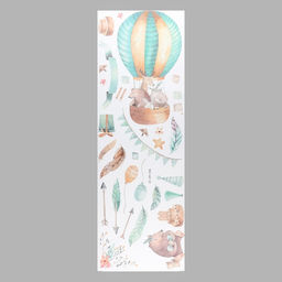 Наклейка интерьерная цветная «Звери на воздушном шаре», пластик, 30×90 см