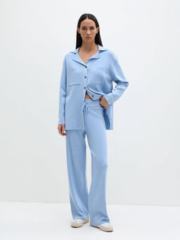 Conso/KSS 240710 - grey-blue Комплект кардиган и брюки  фото 6