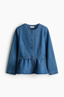 Collarless peplum jacket