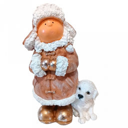 Скульптура-фигура для сада из полистоуна Девочка в шапке с собачкой h42см (Россия) - Домашняя мода фото 2