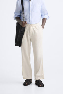 PLEATED COTTON - LINEN TROUSERS - Zara фото 2