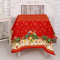 Скатерть новогодняя рогожка DomoVita Рождество 110×150 см, хлопок 100%, 170 г/м²