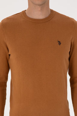 Erkek Slim Fit Bisiklet Yaka Camel Basic Kazak - U.s. polo assn фото 6
