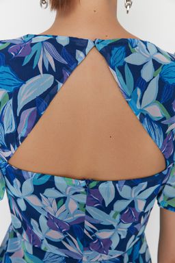TRENDYOLMILLA Mavi Cicekli A Kesim Sifon Mini Astarl? Dokuma Elbise TWOSS22EL2168  фото 6