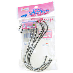 Крючок хромированный 5 штук для релингов S-образный 12см, в упаковке (Китай)