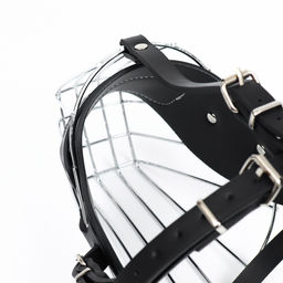 Намордник металлический №4 с трехсторонним ремешком, прессованная кожа, чёрный - Пижон фото 6