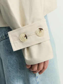 Хлопковый укороченный тренч оверсайз с капюшоном ZR2604102206-60 / Zarina  фото 11