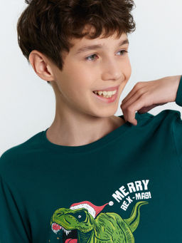 Пижама для мальчиков зеленая с новогодним принтом - Mark formelle фото 5