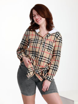 Рубашка с капюшоном бежевая - Almond фото 5