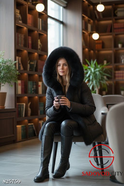 Пуховик с капюшоном натуральный мех