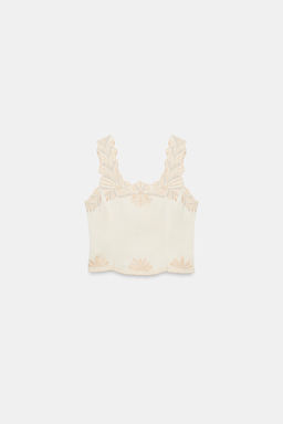 TOP BORDADOS ZW COLLECTION / Crudo / Beige - Zara фото 6