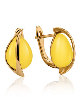 Нежные и яркие серьги Голконда с медовым янтарём